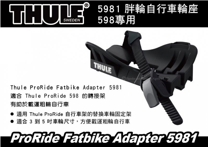 都樂Thule ProRide Fatbike Adapter 5981 胖輪自行車輪座598專用