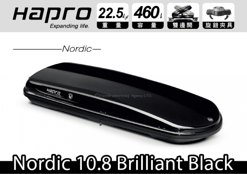 Hapro Nordic 10.8 Brilliant Black 雙開車頂行李箱 車用行李箱
