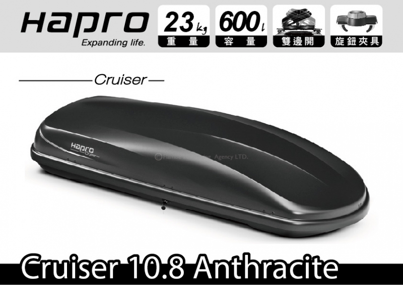 Hapro Cruiser 10.8 Anthracite 霧黑 雙開車頂行李箱 車用置物箱