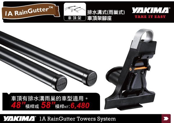 【MRK】YAKIMA 1A RainGutter System車頂架 || 排水溝式 雨巢式的車型適用